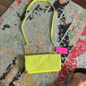 Betsey Johnson Yellow Beaded Crossbody Bag